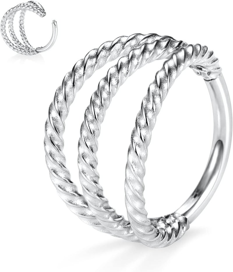 FUNLMO Store 316L Surgical Steel Nose Hoop Septum Conch Piercing Jewelry Cartilage Daith Helix Tragus Rook Lobe Earring Triple/Double Nose Lip Ring 20G 18G 16G - Image 1